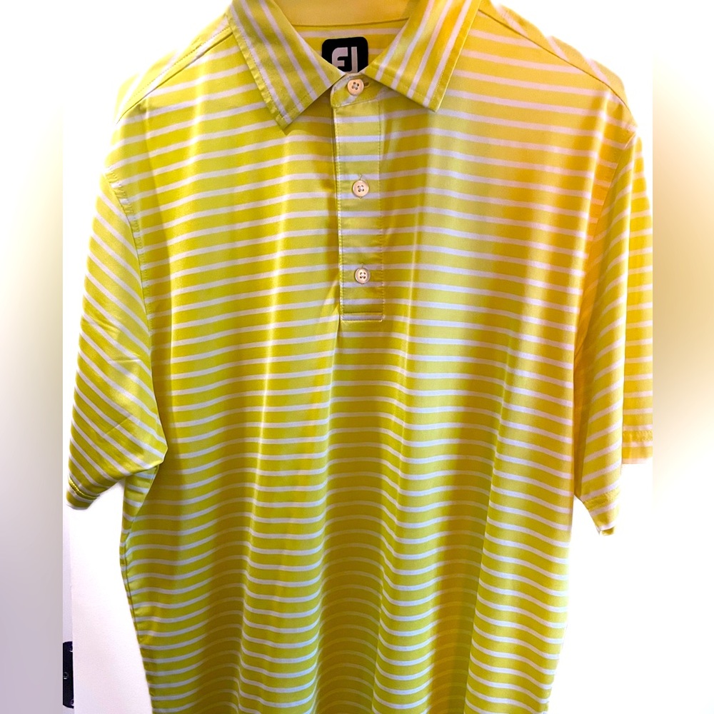 Yellow Striped Footjoy Golf Polo